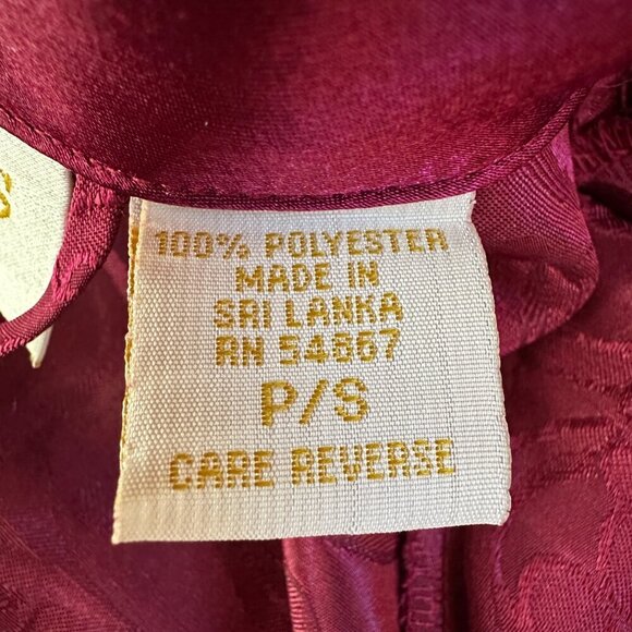 Vintage Victoria's Secret Gold Label Robe w/belt Womens P/S Maroon Floral Satin - Picture 13 of 15